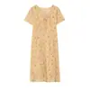 Vestido Floral Francês Inno para Mulheres Plus Size com Decote V 2026 Verão Elegante Cintura Marcada Vestido para Pausa para Chá de Férias 254842