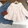 Camisa para niña, nuevo estilo primavera y otoño, elegante camisa de manga larga de verano para niñas, dulce top infantil, comercio exterior