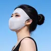 Máscara de Protetor Solar Facial Completa com Design de Espinha de Peixe para Mulheres, Verão, Alta Proteção UV, Máscara Facial Fina Respirável de Seda Gelada, Beleza Médica