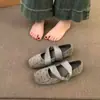 Zapatos de Ballet Chuyuji Retro Francés con Correa Cruzada que Aumentan la Altura para Mujer, Versión Coreana con Lunares, Cuadrados, Bajos, Casuales, de un Solo Color