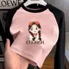 Blusa Térmica Feminina de Fleece Escovado Outono Inverno Estilosa Tamanho Médio a Grande Infantil Camiseta Color Block de Manga Longa Menina Gola Redonda Roupa Íntima Top
