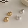 Pendientes Nalan S925 de plata esterlina brillante con múltiples capas, hebilla para la oreja, estilo retro simple de concha, combinables con todo M04140