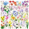 50 piezas de bolsa de pegatinas de flores de tinta flor silvestre impermeable PET transparente cuenta de mano material de flores funda de teléfono móvil pegatina viento INS