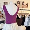 Moda de Verano Chaleco de Algodón Puro con Espalda Hermosa en Forma de U Hombro Ancho y Almohadilla Fija Integrada Camisola Adelgazante