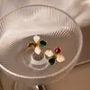 Pendientes de Aguja de Plata Flor Dulce Fresca Súper Inmortal Mori Pendientes de Pistilo de Flor de Alta Gama Exquisitos Pendientes Asimétricos