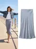 Marca Z Comercio Exterior Transfronterizo Estilo Europeo y Americano Za Ropa para Mujer Primavera 2026 Nueva Moda Lunares Textura de Satén de Seda Falda Midi