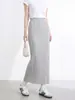 Falda casual básica de corte recto largo para mujer, de calidad boutique Miyake, superventas, color liso, versátil para el uso diario