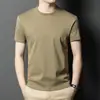 Tienda de Fábrica Camiseta de Verano para Hombre de Algodón Puro + Algodón Piqué 220g Color Sólido Cuello Redondo Manga Corta Mismo Estilo Transmitido en Vivo en Tiktok