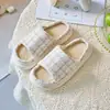 Chinelos de Linho Estilo Xiao Xiang Femininos de Verão Antiderrapantes Absorventes de Suor Respiráveis para Interior Casa com Laço Sandálias e Chinelos para Quatro Estações