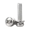 Tornillos de Combinación de Tres Piezas con Cabeza de Cruz y Ranura Phillips de Acero al Carbono Niquelado M2M2.5M3M4M5 Cabeza Redonda con Arandela de Resorte Plana Tornillos de Combinación de Tres Piezas