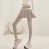 Calça-Saia de Cintura Alta Levanta Bumbum Justa com Sensação de Pele Cobertura de Quadril Falsa de Duas Peças Calça para Academia Pilates Treinamento Yoga Esportes Corrida