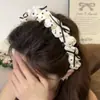 Elegante Faixa de Cabelo com Laço de Fita de Bolinhas para Mulheres, Pente 3D Plissado, Tiara Doce para Usar ao Contrário, Presilha de Cabelo para Lavar o Rosto, Acessório de Cabelo
