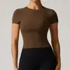 Camiseta Esportiva de Manga Curta para Mulheres, Secagem Rápida, Respirável, para Corrida, Fitness, Yoga, Gola Redonda, Casual, Top Curto Versátil