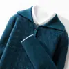 Suéter 100% Lã Pura Masculino Inverno Business Gola Lapela Solto e Confortável Suéter de Lã Suéter Grosso Roupa de Pai Outono e Inverno