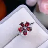 Anillo de Granate Rojo Natural, Plata 925 Incrustado con Precisión de Cuerpo Puro, Piedra Principal de Color Fuego Súper Brillante 4*6mm