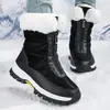 Exportación Transfronteriza Zapatos de Algodón de Talla Grande para Mujer Nuevos Antideslizantes Cremallera Frontal Forrados de Felpa Engrosados Cálidos Botas de Nieve Esquí Zapatos Grandes de Algodón