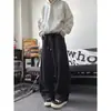 Calças Casuais Largas de Inverno e Outono para Homens, com Forro de Fleece, Estilo Americano, Calças de Moletom Grossas, Soltas e de Perna Reta