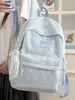 Mochila Bordada de Cuadros Finos en Tono Rosa Suave, Estilo Coreano Ins Vibe, Mochila Pequeña para Salidas de Estudiantes