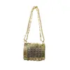 Bolso de Hombro Cruzado Personalizado de Metal Estilo Tejido a Mano, de Moda y Personalizado, de Nicho Europeo y Americano para Mujer