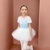 Ropa de Baile para Niñas Manga Corta Azul Claro Ropa de Práctica Ropa de Cuerpo de Verano para Niños Ropa de Ballet para Examen de Grado para Niñas Pequeñas