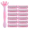 Maquinilla de afeitar rosa de 3 hojas para mujer, maquinilla de afeitar manual para depilación de axilas y zonas íntimas, depilador, venta al por mayor en stock