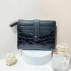 2023 Nova Carteira de Crocodilo de Pedra Feminina Fivela Curta Estilo Coreano Cartão Bolsa Zíper Multi-cartão Moeda Carteira