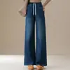 Jeans de Maternidad Ropa de Abrigo Primavera y Otoño 2026 Estilo Nuevo Pantalones Rectos Adelgazantes de Pierna Ancha Sin Presión en el Vientre Durante el Embarazo Ropa de Maternidad de Moda