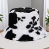 Chapéu de Pescador Pelúcia Inverno Feminino Chapéu Balde Estampa Vaca Leopardo Casual Chapéu Moda Versátil Espessado À Prova de Frio Transfronteiriço
