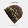 Gorro Frío de Hueso de Pez con Letra para Montañismo al Aire Libre Americano para Hombres y Mujeres en Otoño e Invierno Suéter Cálido Gorro de Punto para Esquí Gorro de Lana