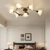Lámpara de dormitorio vintage estilo francés nuevo, luz de techo floral retro para dormitorio principal y sala de estudio, 6 estilos vintage de hierro