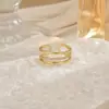 Anillo Multicapa de Cobre con Microincrustaciones de Circonita para Mujer, Diseño de Nicho de Lujo Ligero, Anillo Abierto de Línea, Anillo para Dedo Índice, Anillo de Gama Alta
