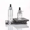Botella Transparente de Hombro Plano para Aceite Esencial, Botella de Esencia, Botella Gotero con Punta de Plástico Esmerilado, Botella Dispensadora de Muestras para Productos de Cuidado de la Piel, Botella Vacía de Vidrio