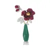 Lujo Ligero Sensación de Alta Gama Verde Estilo Nacional Jarrón de Calcedonia Broche Más Vendido Ramillete Corsage Pin Accesorios para Ropa Qipao