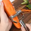 Descascador de Aço Inoxidável 304 de Cabeça Dupla, Fatiador Multifuncional de Cozinha Reforçado para Descascar Melões, Ralar Batatas e Cortar Legumes