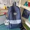 Mochila Ligera con Rayas Gris Azuladas Estilo Japonés, Adecuada para Estudiantes de Secundaria, para Clase, Viajes Diarios y Uso al Aire Libre