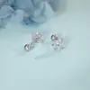 Aretes de Borla de Tornillo de Trébol de Cuatro Hojas, Tachuelas Antiperdida Simples, Aretes de Estrella de Cuatro Puntas Hueca de Molino de Viento con Circonita, No Necesitan Quitarse al Dormir