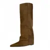 Botas largas hasta la rodilla de punta estilo francés que aumentan la altura, botas de caballero, nuevas botas de pantalón de tubo alto otoño e invierno 2026