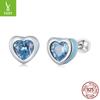 Aretes de plata con charm, gota nueva, pegamento simple, corazón, plata de ley s925, combinan con todo, para perforaciones, aretes con forma de corazón SCE1352