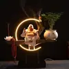 Trae Riqueza y Tesoro Adornos del Buda Maitreya Cerámica Buda Sonriente Creativo con Luces Nuevo Estilo Zen Chino Sala de Estar Entrada Escritorio de Oficina