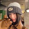 Ocio americano ~ gorro de punto de color contrastante para niños, gorro de lana cálido pequeño y versátil para otoño e invierno, gorro frío nuevo