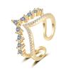 Anillo de doble capa de circonita microincrustada para mujer, estilo frío de lujo ligero, celebridad de internet, anillo ajustable abierto, anillo para dedo índice con sentido avanzado