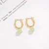 Pendientes de Jade Hetian Retro Franceses de Lujo Ligero para Mujer, Pinzas para Orejas de Encaje Floral Suave, Pendientes de Estilo Nacional Antiguo de Alto Nivel Estilo Palacio