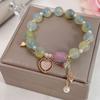 Nueva pulsera de hada fresca con amor, pulsera de piedra teñida en degradado, pulsera blanca con borlas para niña