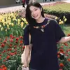 Camiseta de Manga Corta de Algodón Puro Estilo Retro Americano Tallas Grandes para Mujer, Nueva Marca de Diseño de Tendencia Holgada Top de Nicho Verano 2025