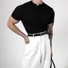 Transfronteiriço 2025 Novo Cool Tricô Manga Curta Masculino Verão Gola Henry Respirável Estilo Coreano Tendência Tops