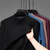 Camiseta Térmica de Doble Cara con Cuello Medio Alto para Hombre, Sudadera Cálida Casual de Color Sólido para Otoño e Invierno, Prenda Base de Manga Larga para Hombre