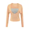 Conjunto de Dos Piezas Estilo Deseo Puro para Mujer, Camiseta Transparente de Manga Larga con Escote Profundo en U, con Almohadillas para Sujetador Integradas y Camisola con Volantes