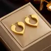 Estilo Coreano Simples Nicho Alto Padrão Estilo Cool Design Minimalista Vazado Coração Aço Titânio Versátil Brincos