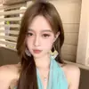 Aretes de Girasol Estilo Vacaciones Hawaianas de la Tarde Té de Durazno Exagerados para Fotos de Viaje en la Playa para Mujeres