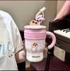 Taza de café con forma de bola de cereza y hielo para niñas, taza de café de alto valor de color, taza de acompañamiento con pajita, taza de té con leche fría con aislamiento 316